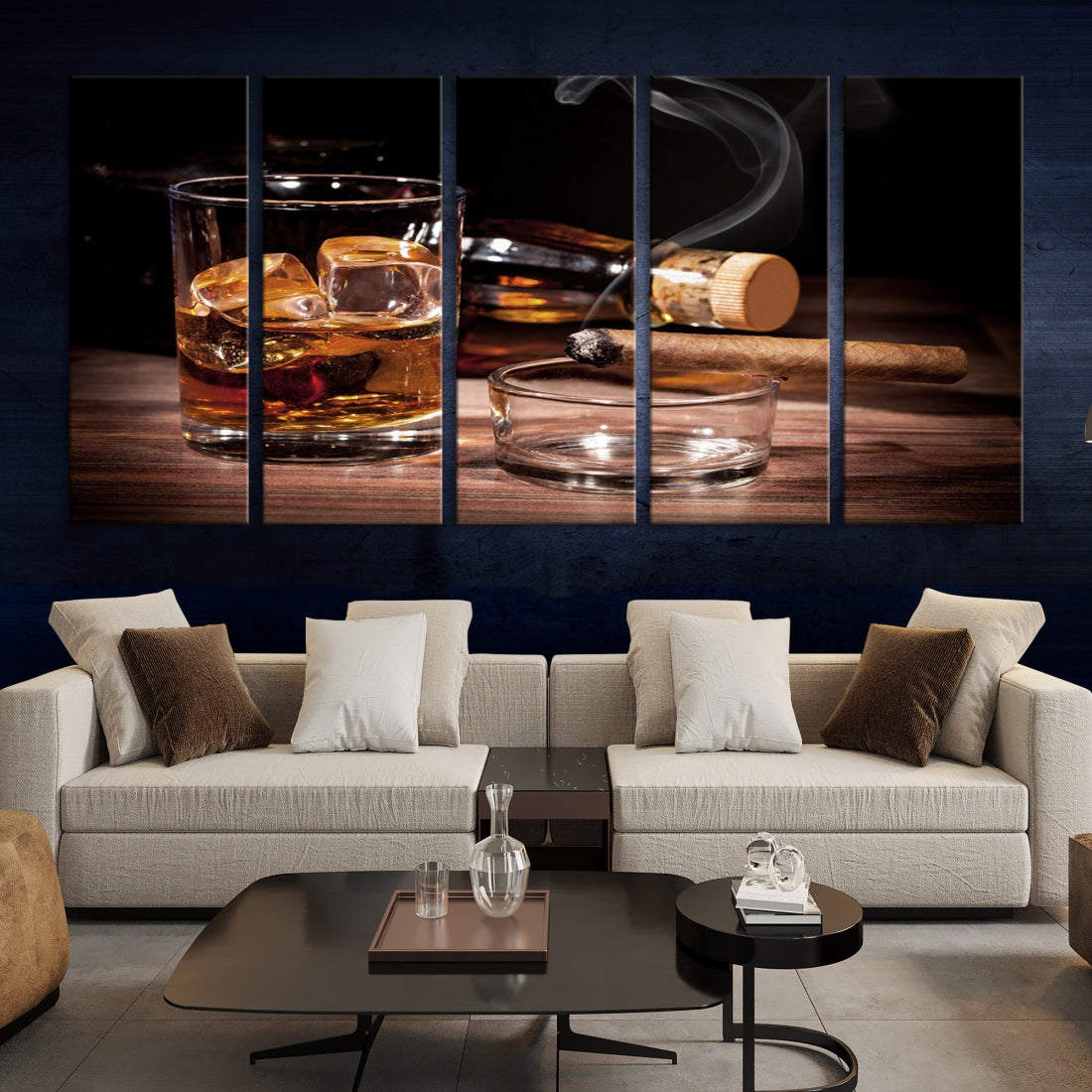 Elegant Whiskey Wall Art Canvas Print Bourbon Art Printing Modern Decor