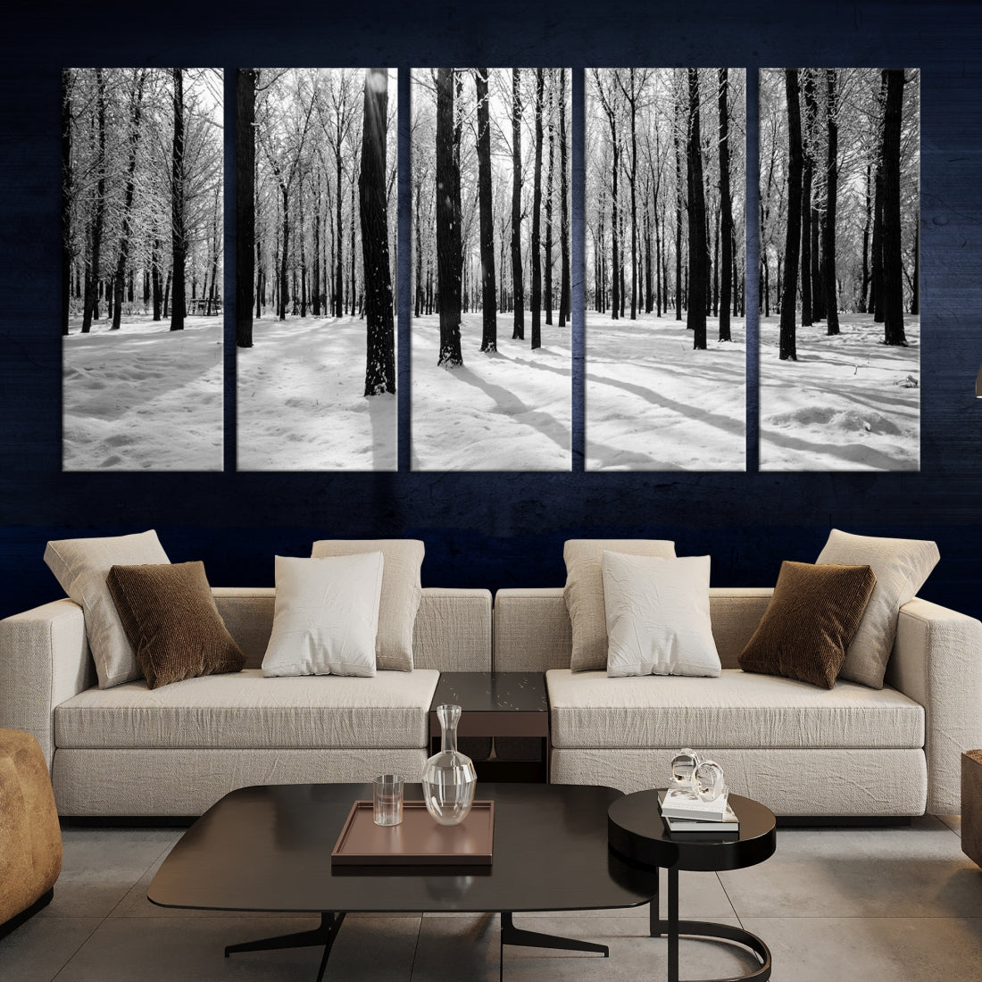 Trees in Winter Forest Wall Art Landscape Canvas Print Snow Photograpy Art