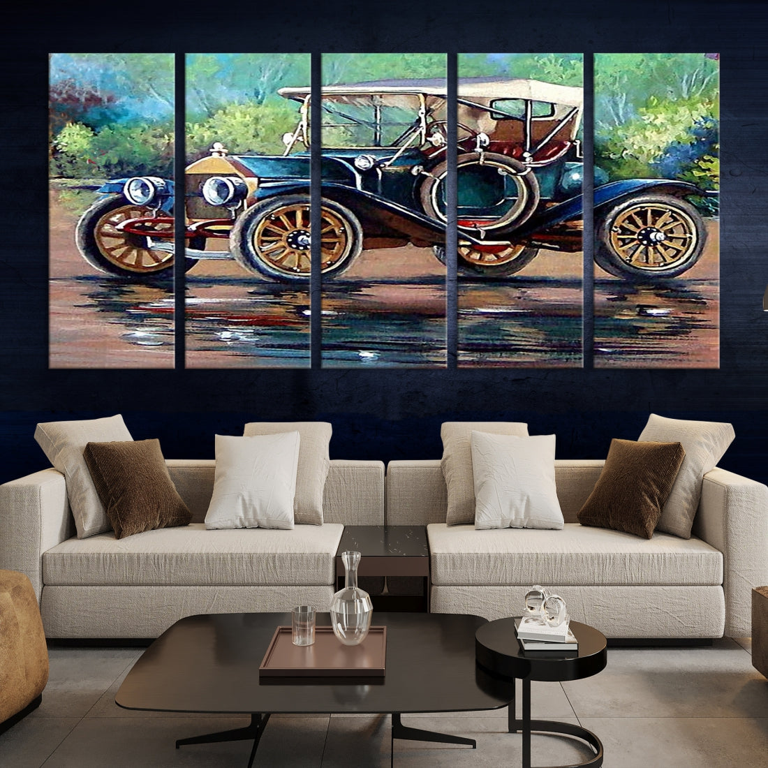 Oil Painting Old Retro Auto Car Giclee Canvas Extra Large Wall Art Print