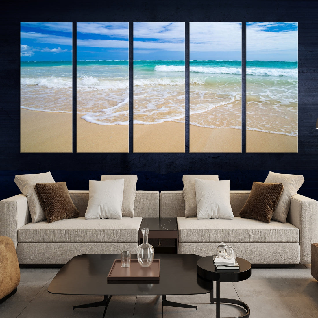 Soothing Tropical Beach Wall Art Canvas Print Coastal Ocean Holiday Season Wall Decor