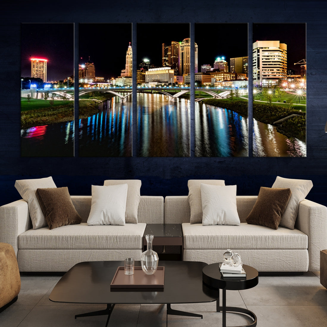 Downtown Columbus City Photography Wall Art Decor Skyline Canvas Print