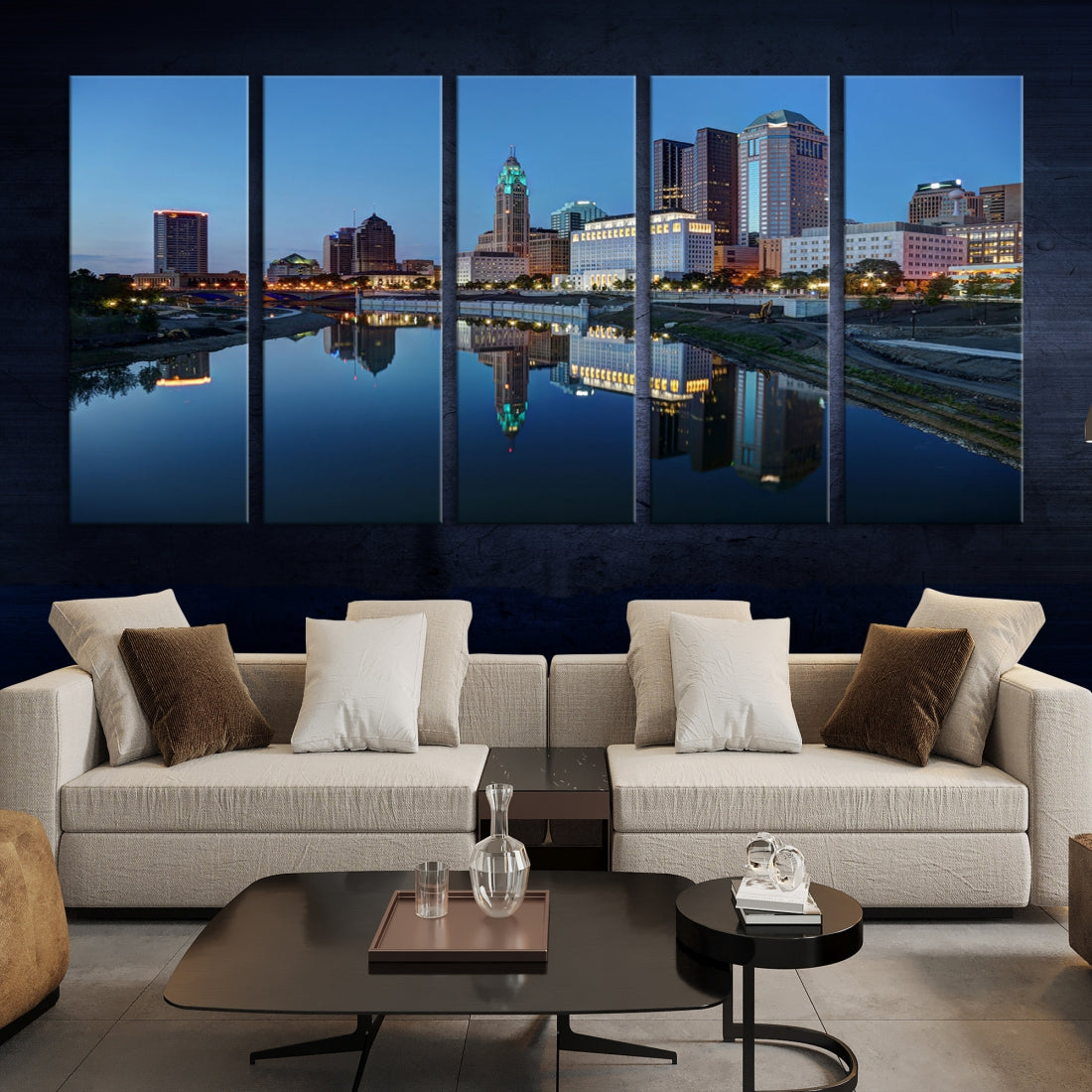 Columbus Downtown Photo Print Extra Large Skyline Wall Art Canvas Wall Decor