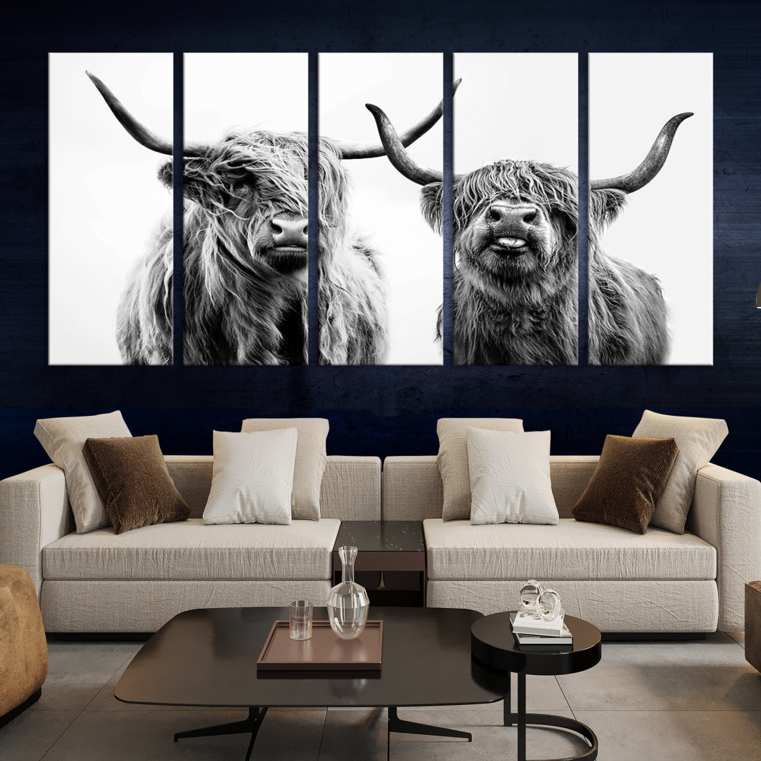 Bring the Charm of a Scottish Highland Cow to Your Farmhouse with Our Wall Art Canvas PrintA Rustic & Cozy Decor