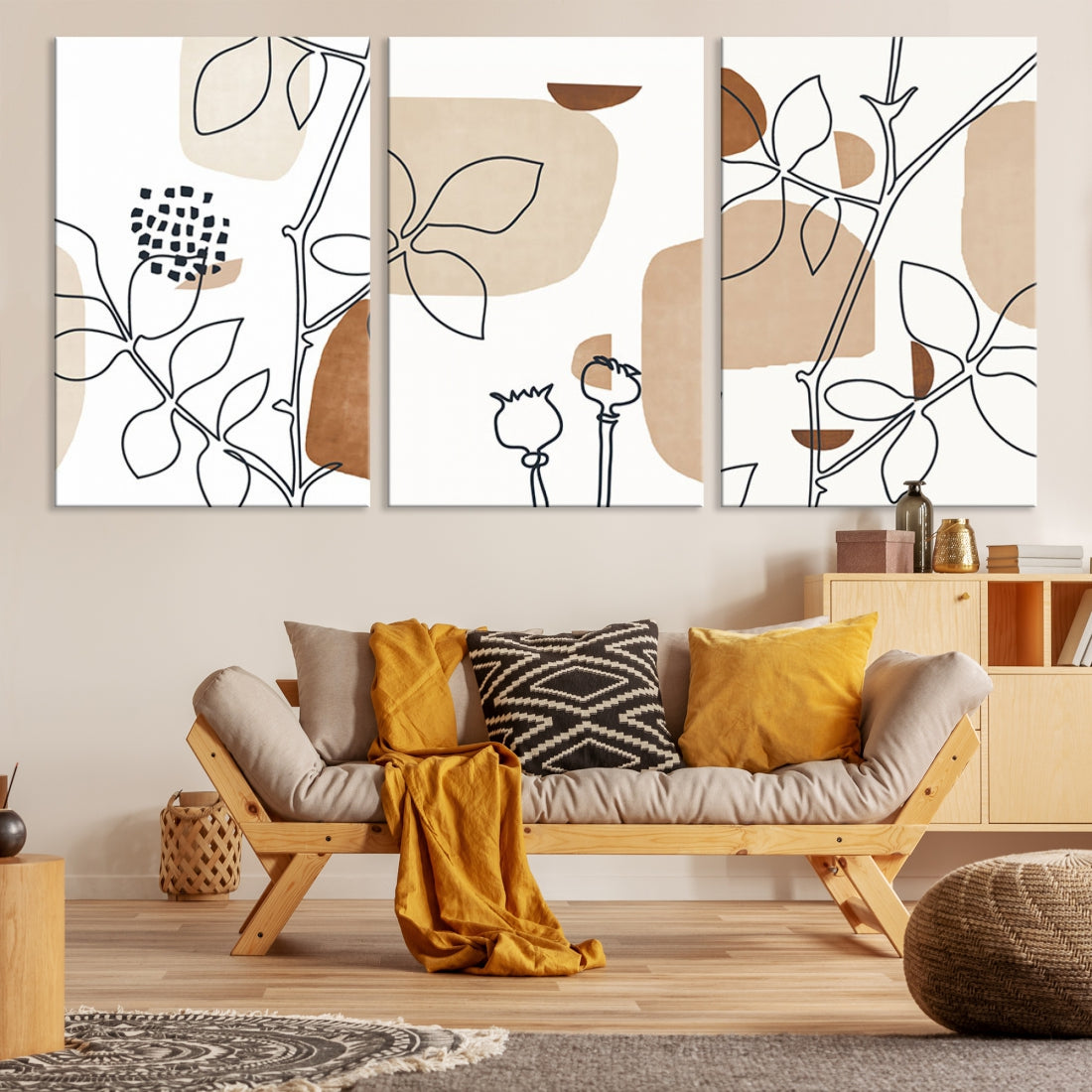 Boho Mid Century Modern Maximal Bohemian Style Large Wall Art Canvas Print