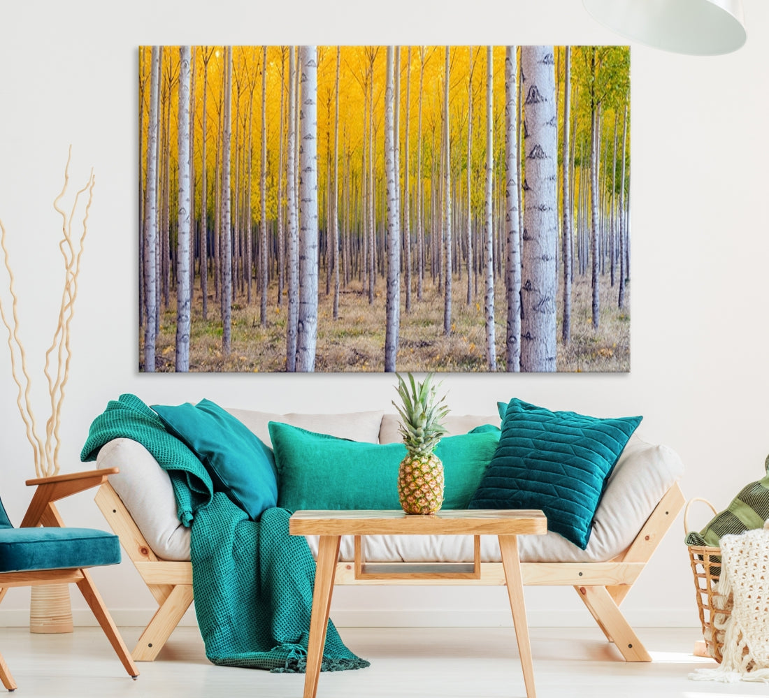 Yellow Forest Autumn Landscape Tree Wall Art Landscape Canvas Print