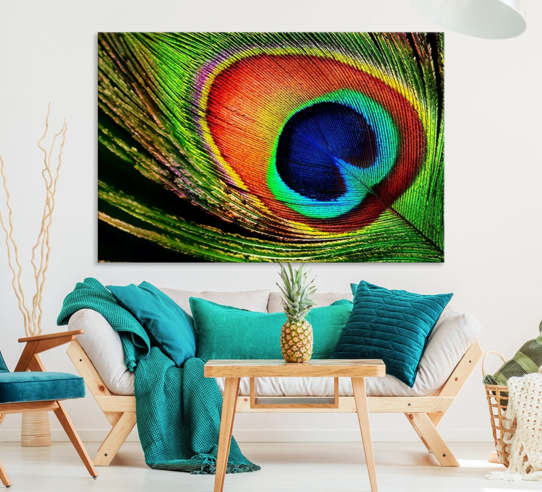 Beautiful Peacock Wings Large Canvas Art Print Relaxing Nursery Decor
