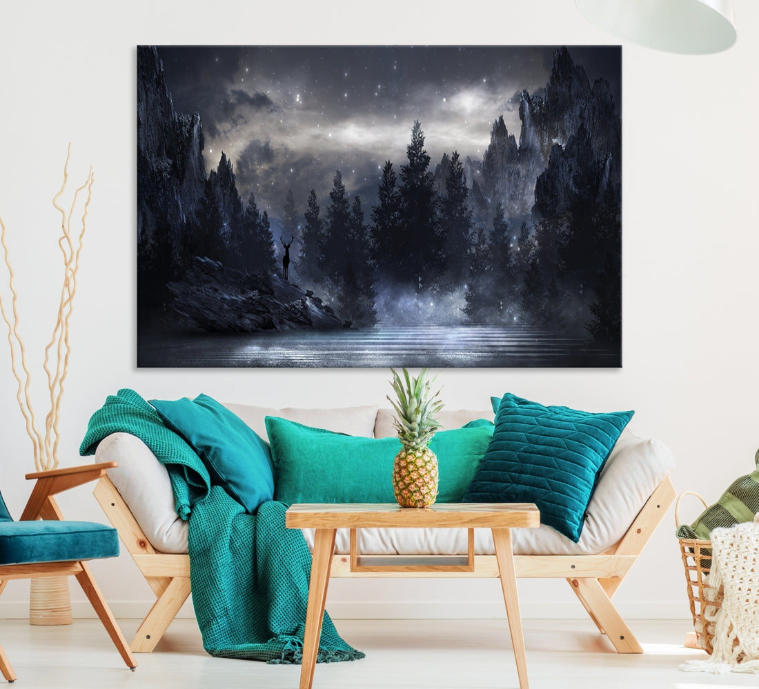 Thrilling Dark Forest Wall Art Canvas Print