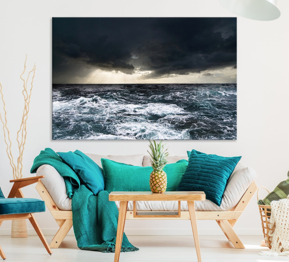 Stormy Sea Ocean Landscape Large Canvas Art Print for Home Decoration