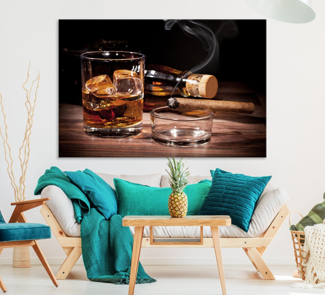 Elegant Whiskey Wall Art Canvas Print Bourbon Art Printing Modern