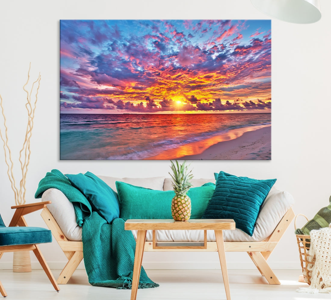 Amazing Ocean Sunset Beach Landscape Giclee Canvas Extra Large Wall Art Print