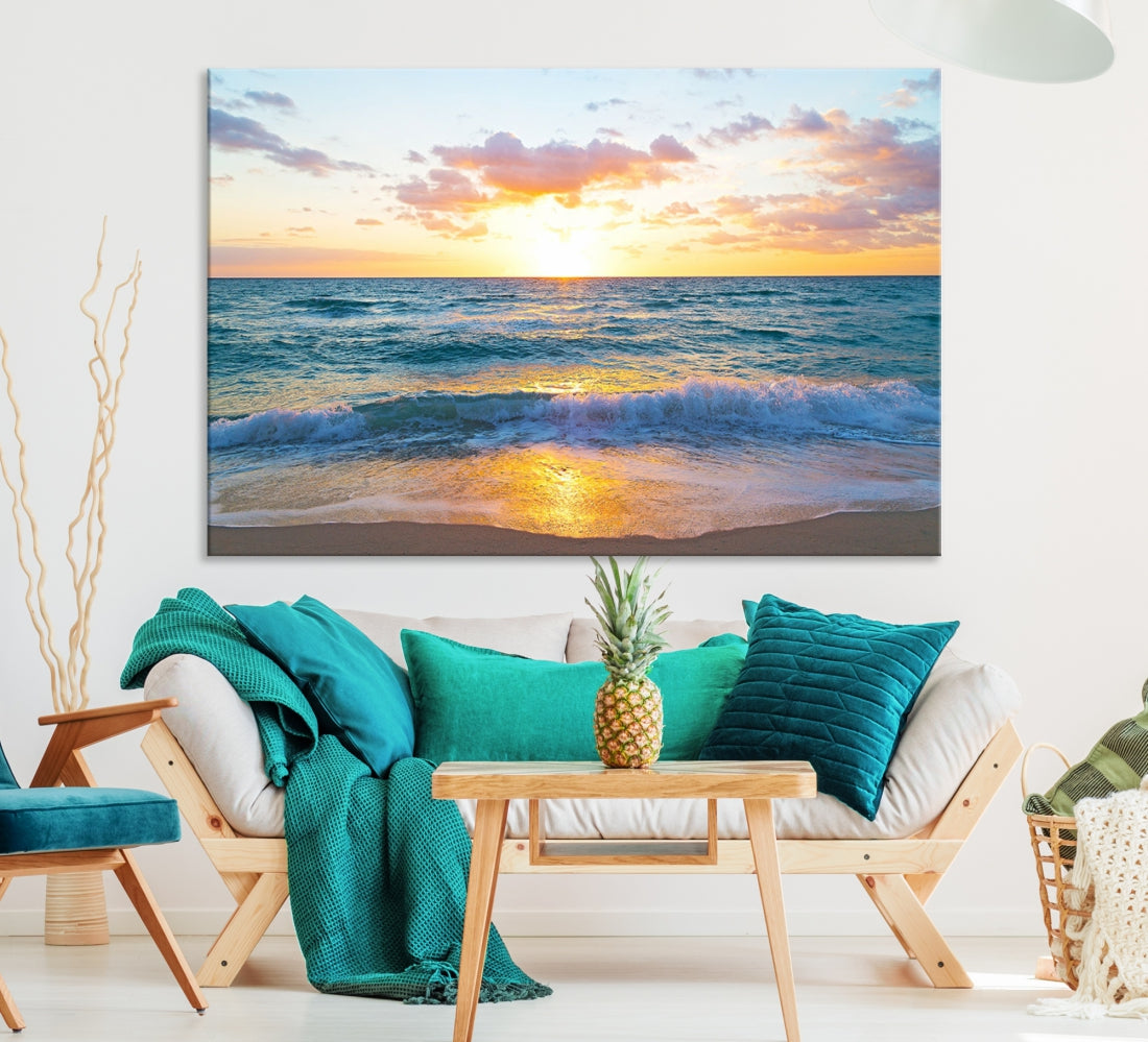 Ocean Beach Canvas Wall Art Beach Canvas, Coastal Artwork Print for Living Room Home Office Decor, Beach Wall Art, Sea