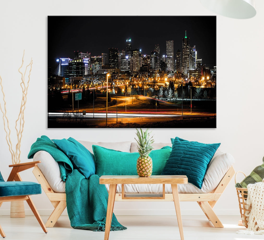 Extra Large Denver Downtown Skyline Framed Wall Art Canvas Print –  SamiArtGallery Wall Art Print Shop