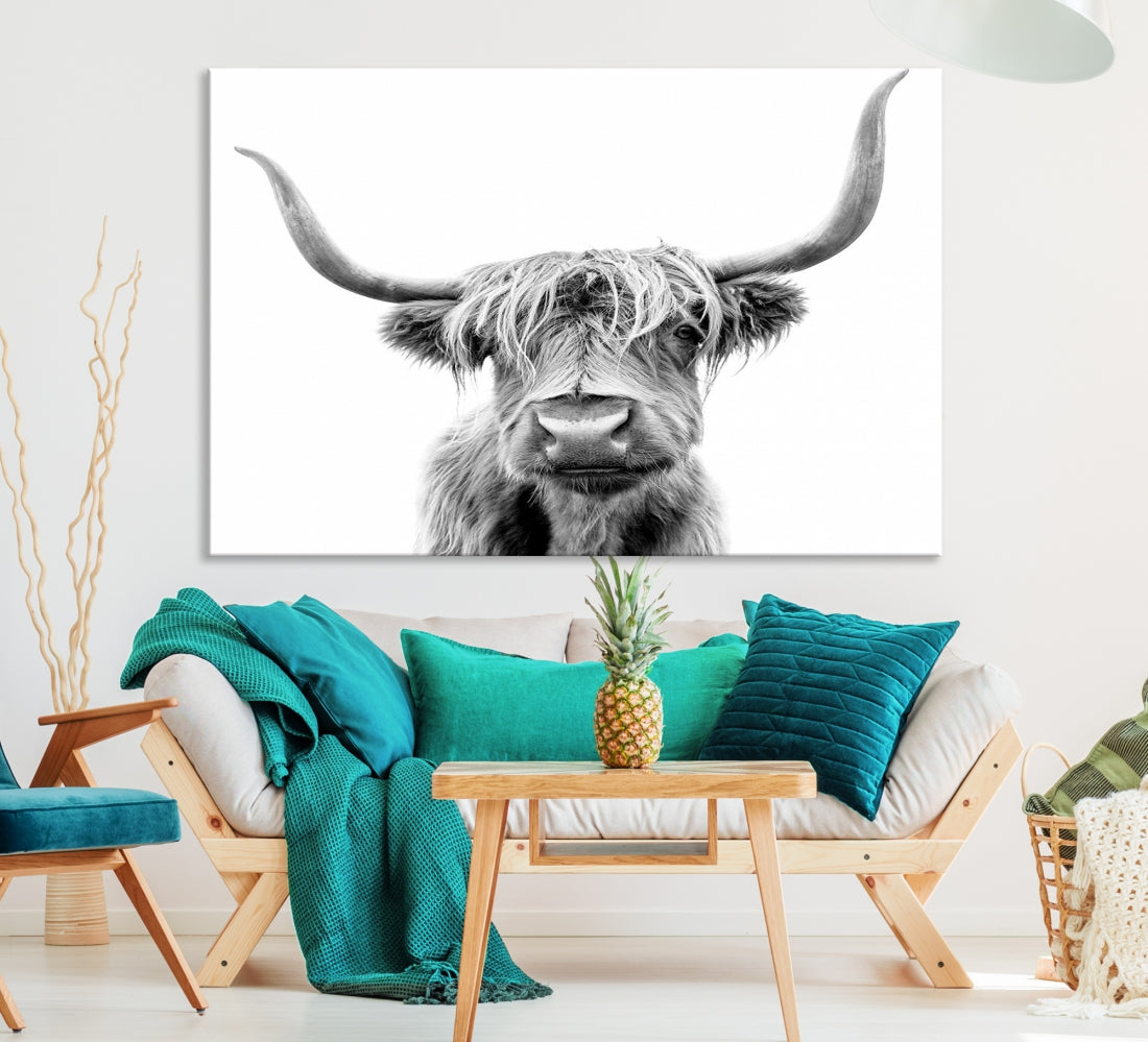 Bring the Charm of a Scottish Highland Cow to Your Farmhouse with Our Wall Art Canvas PrintA Rustic & Cozy Decor