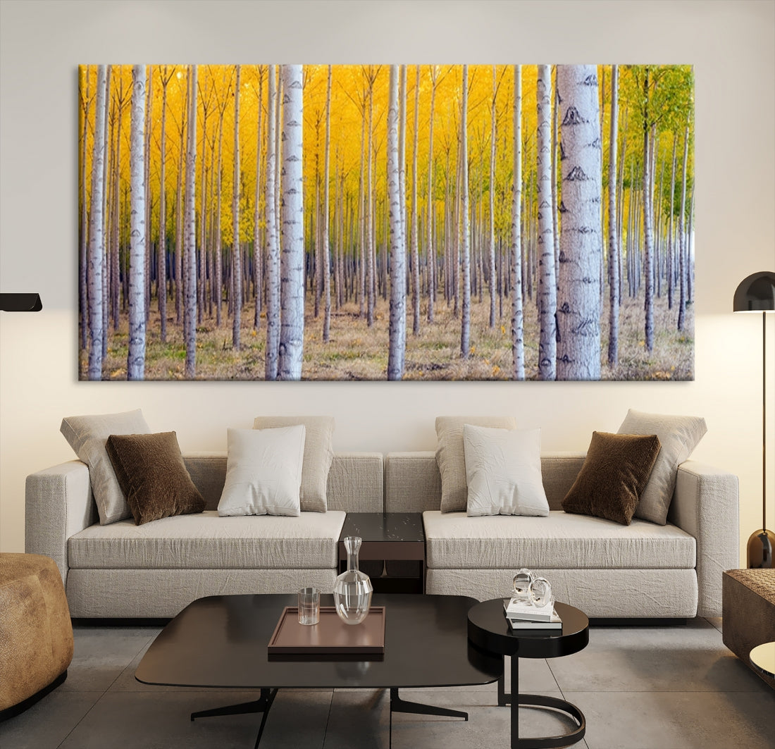 Yellow Forest Autumn Landscape Tree Wall Art Landscape Canvas Print