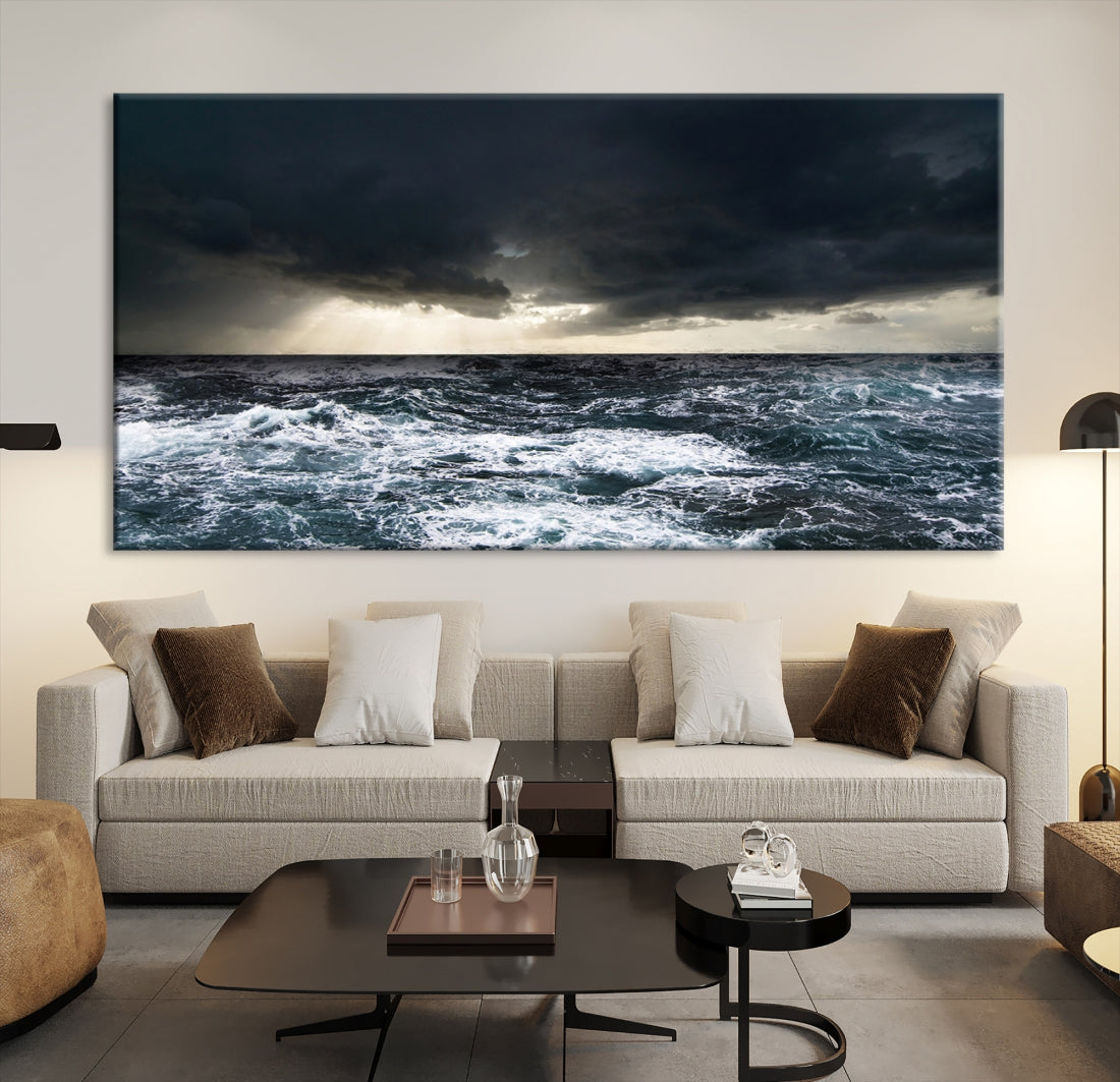 Stormy Sea Ocean Landscape Large Canvas Art Print for Home Decoration