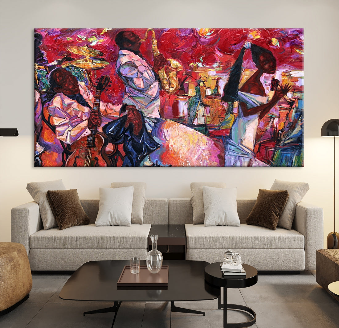 Vivd Abstract Jazz Painting Canvas Wall Art African American Music Art Decor