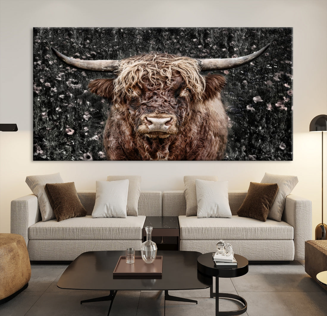 Highland Cow Photography Canvas Wall Art Print Animal Wall Art Painting Large Cow Canvas Print Home Office Ranch Farm