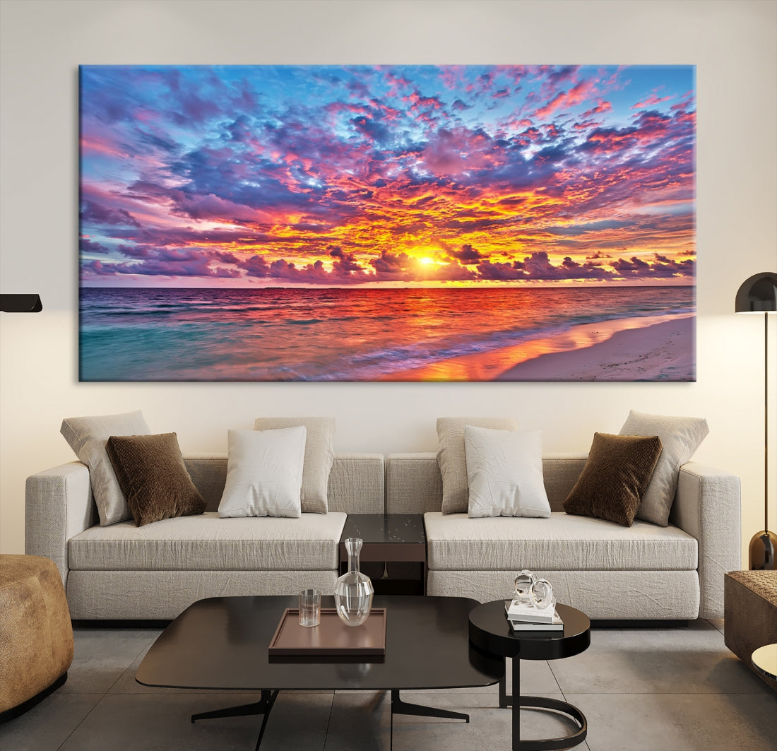 Amazing Ocean Sunset Beach Landscape Giclee Canvas Extra Large Wall Art Print