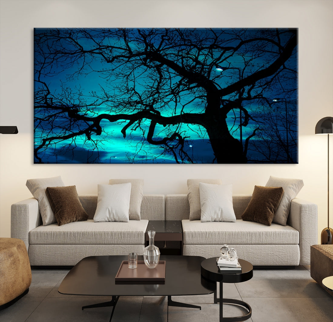 Bare Tree Moonlight Nature Wall Art Large Canvas Print Living Room Decor