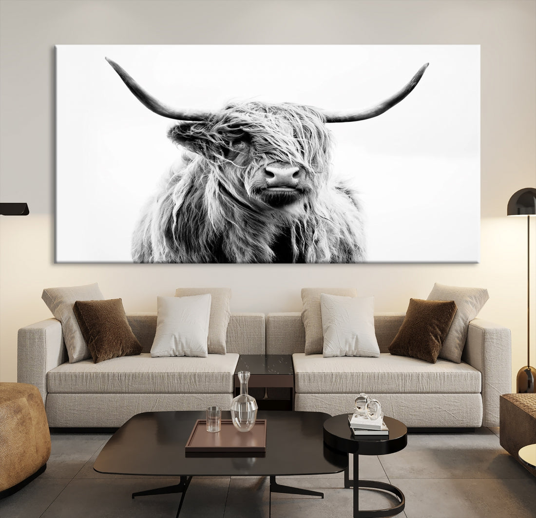 Bring the Charm of a Scottish Highland Cow to Your Farmhouse with Our Wall Art Canvas PrintA Rustic & Cozy Decor