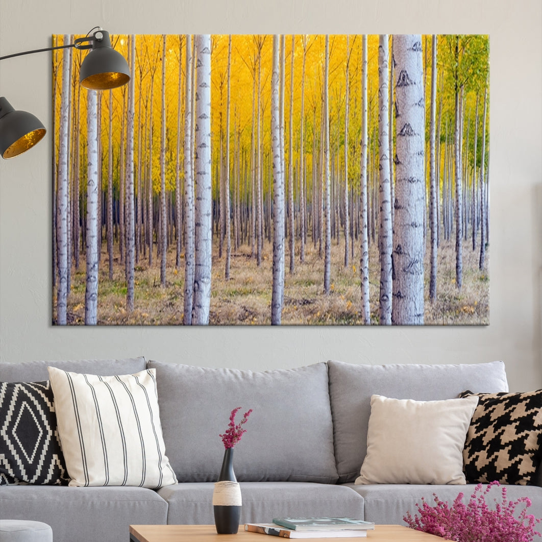 Yellow Forest Autumn Landscape Tree Wall Art Landscape Canvas Print