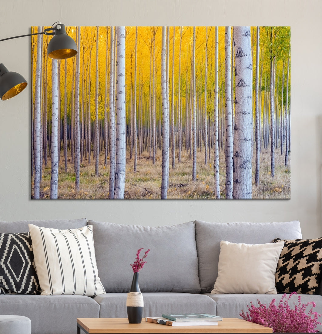 Yellow Forest Autumn Landscape Tree Wall Art Landscape Canvas Print