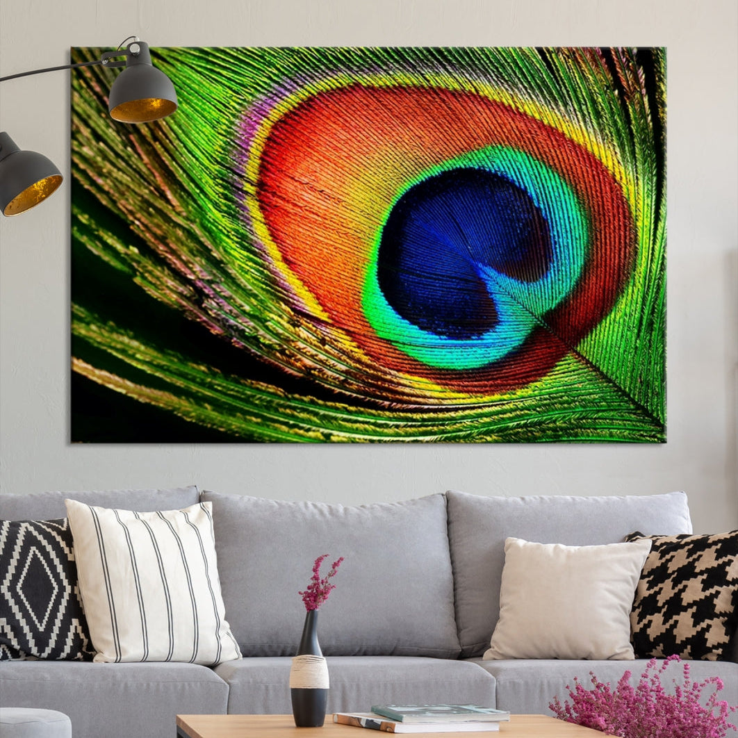 Beautiful Peacock Wings Large Canvas Art Print Relaxing Nursery Decor