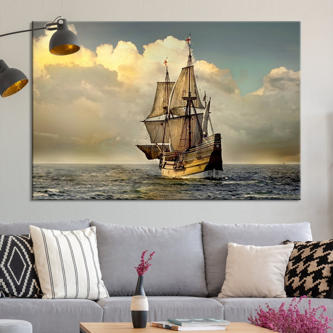 English War Ship Giclee Canvas Extra Large Wall Art Print