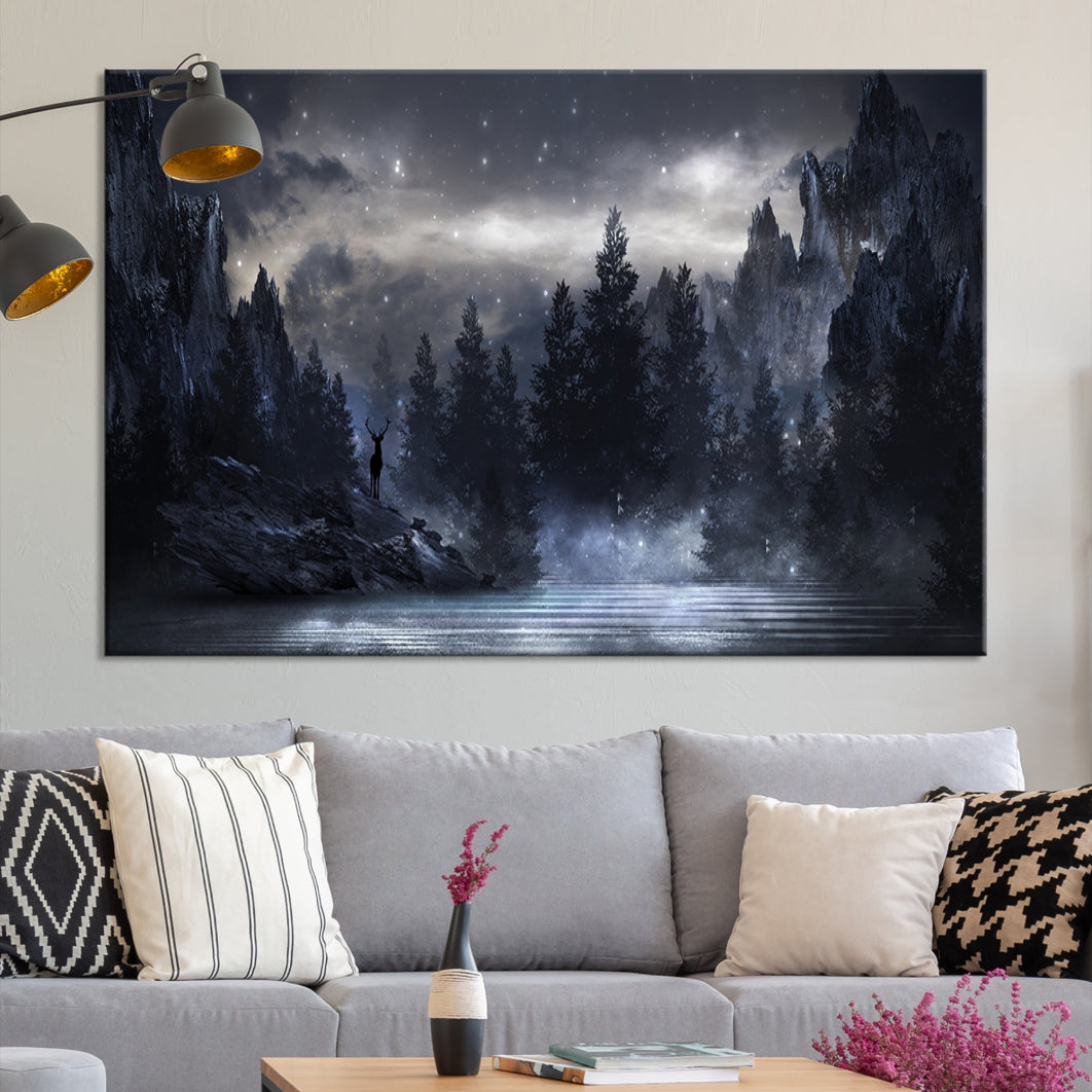 Thrilling Dark Forest Wall Art Canvas Print