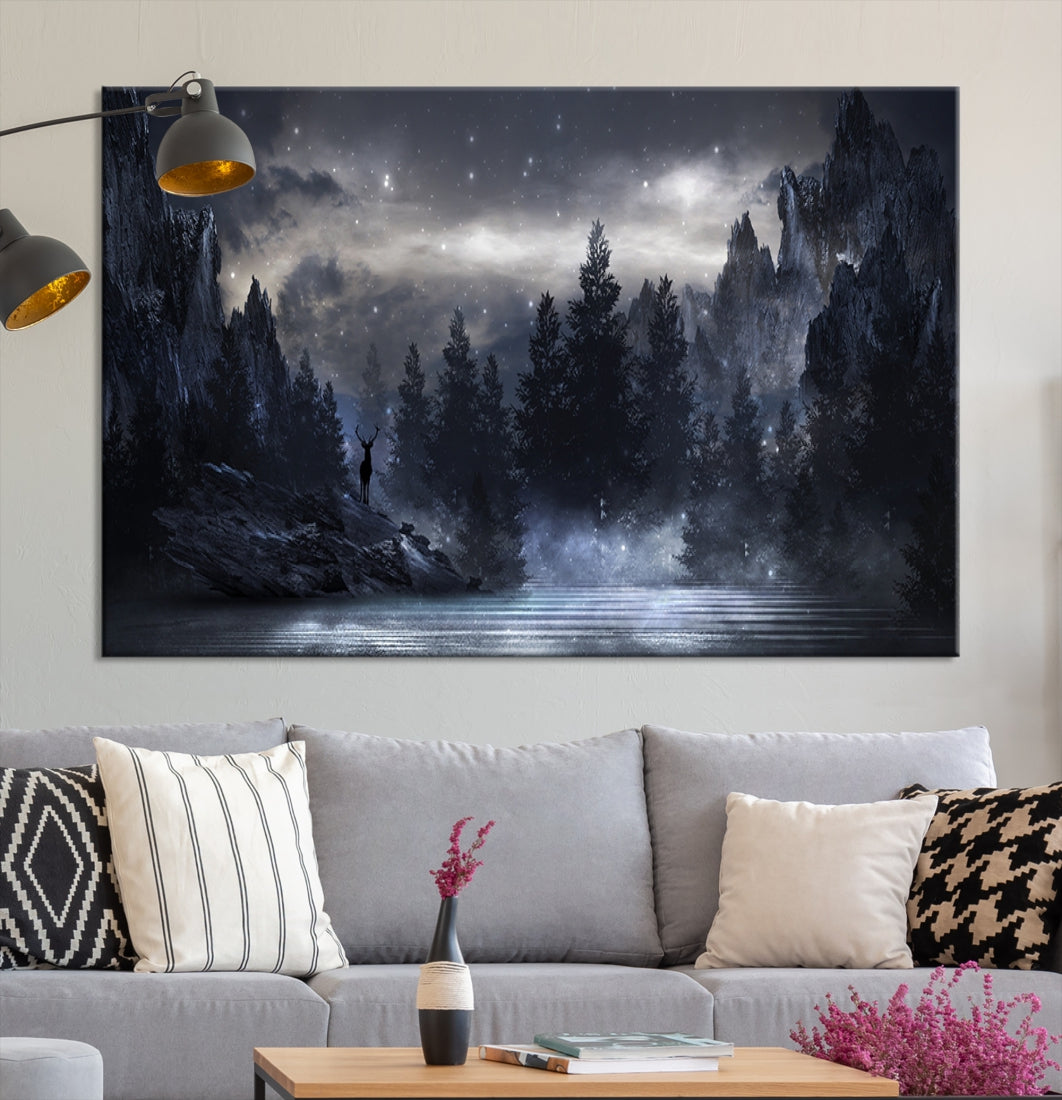 Thrilling Dark Forest Wall Art Canvas Print