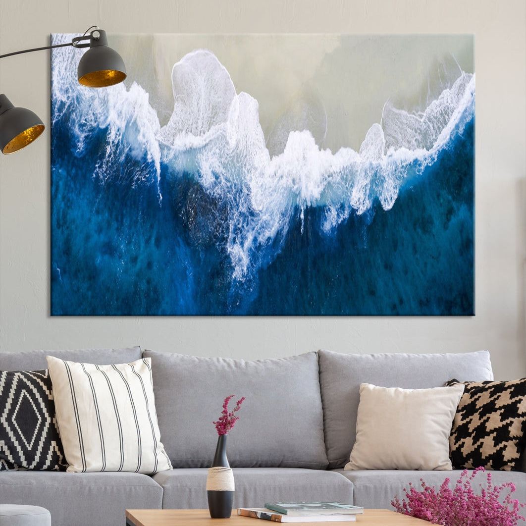 Hypnotic Aerial Beach Photo Wall Art Print Extra Large Ocean Canvas Print