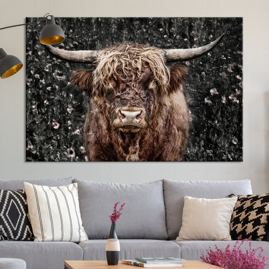 Highland Cow Photography Canvas Wall Art Print Animal Wall Art Painting Large Cow Canvas Print Home Office Ranch Farm