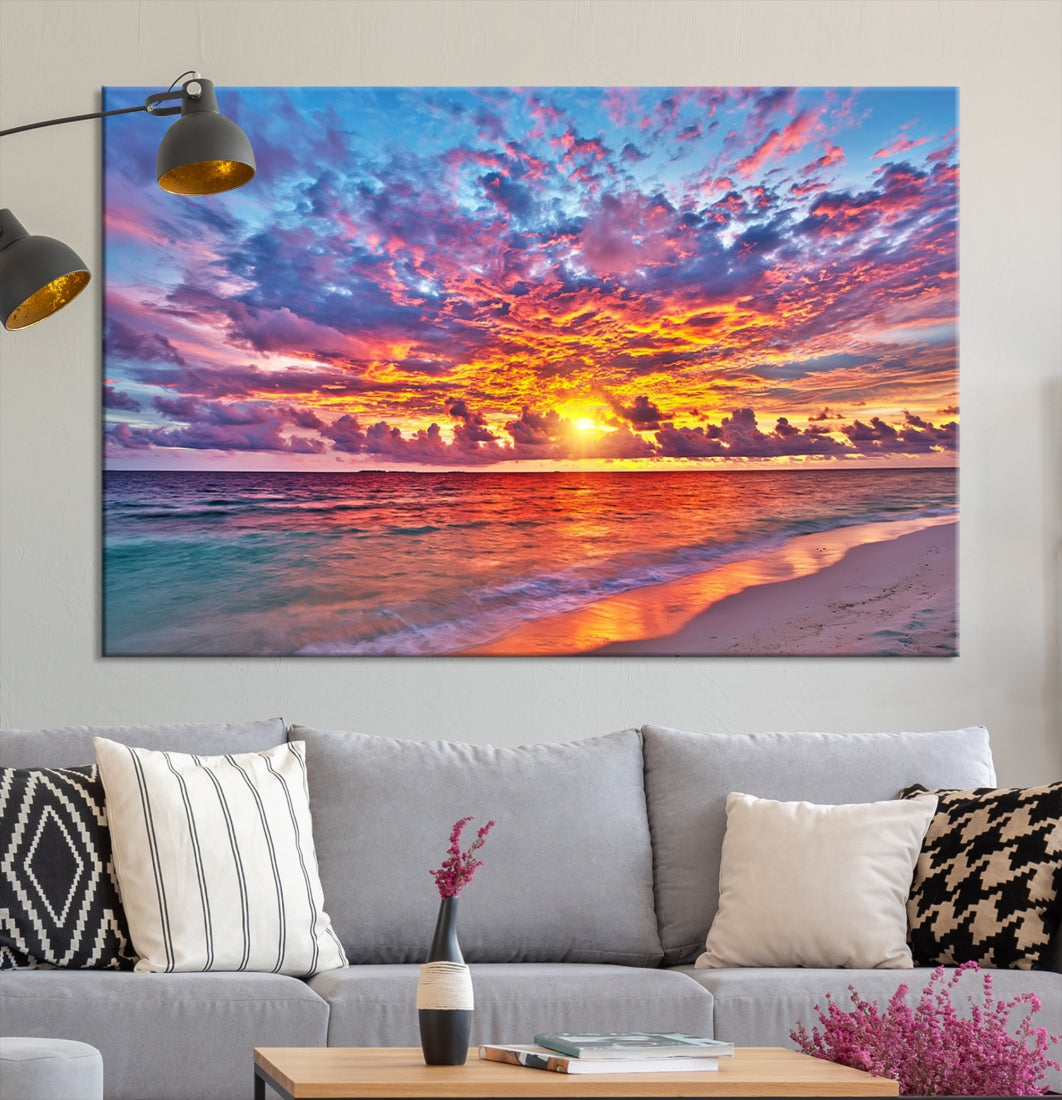 Amazing Ocean Sunset Beach Landscape Giclee Canvas Extra Large Wall Art Print