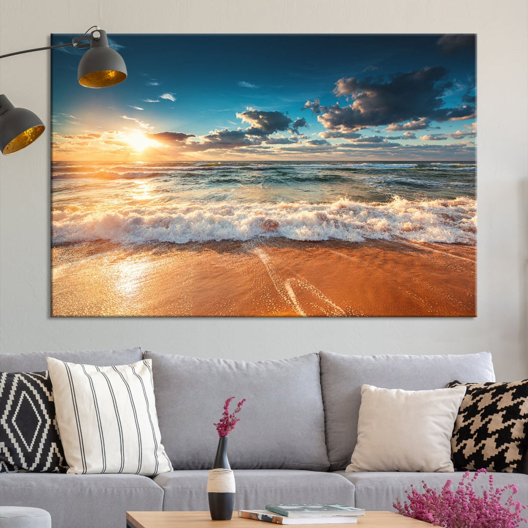 Ocean Beach Coastal Wall Art Canvas Print