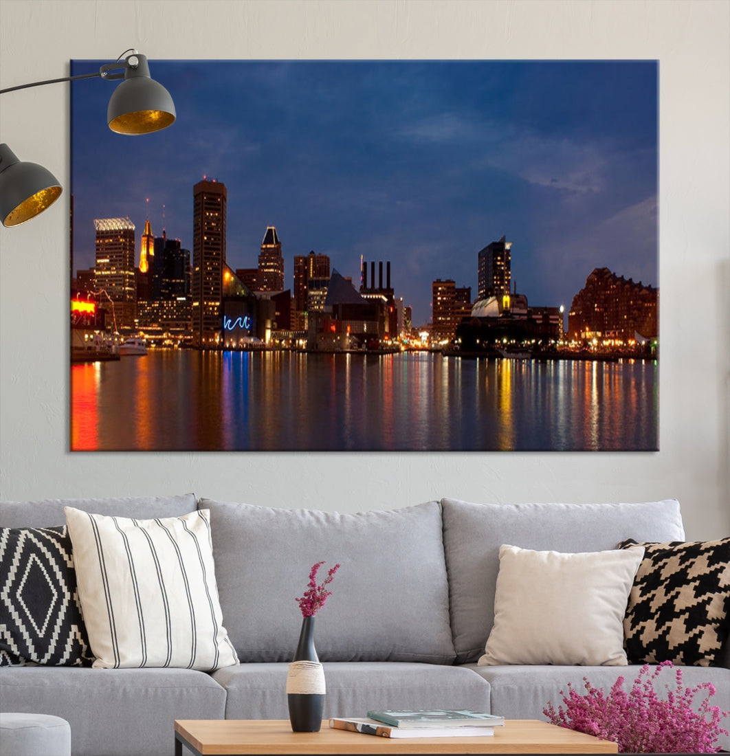 Baltimore City Downtown Skyline Cityscape Large Wall Art Canvas Print