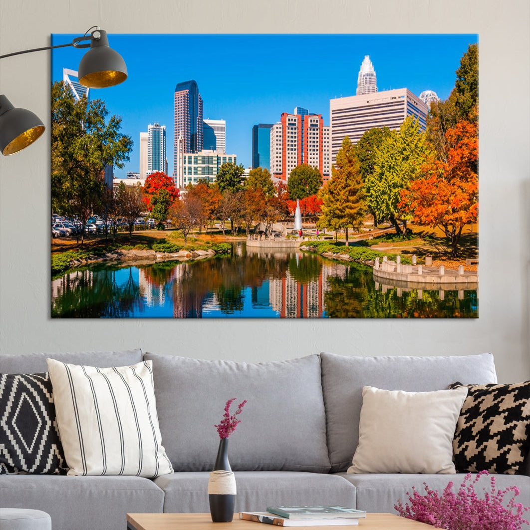 Charlotte City Photo Print Framed Canvas Wall Art Cityscape Wall Decor