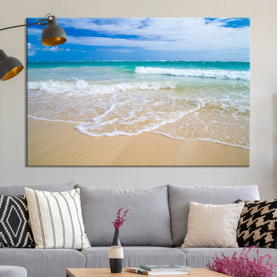 Soothing Tropical Beach Wall Art Canvas Print Coastal Ocean Holiday Season Wall Decor