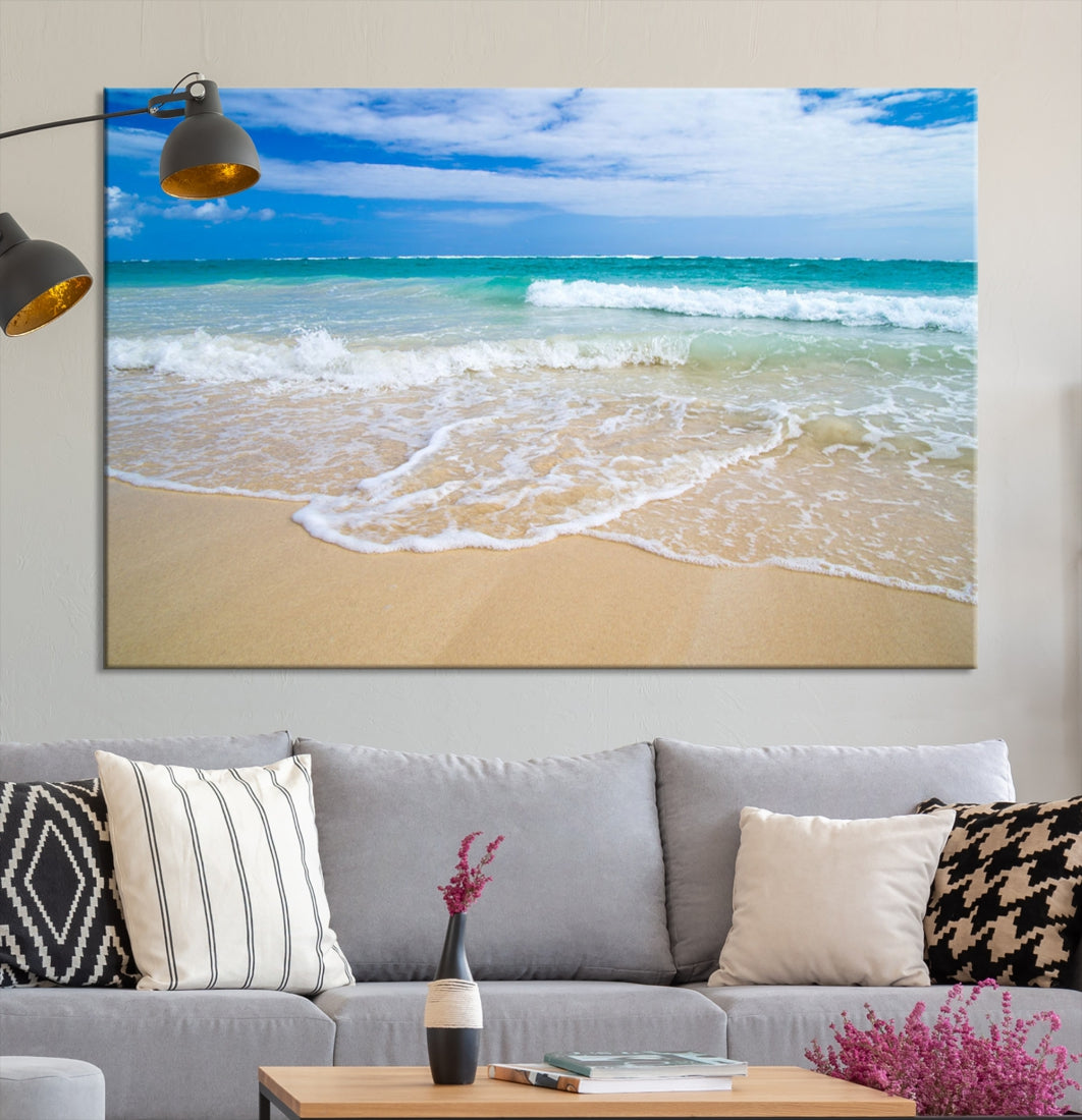 Soothing Tropical Beach Wall Art Canvas Print Coastal Ocean Holiday Season Wall Decor