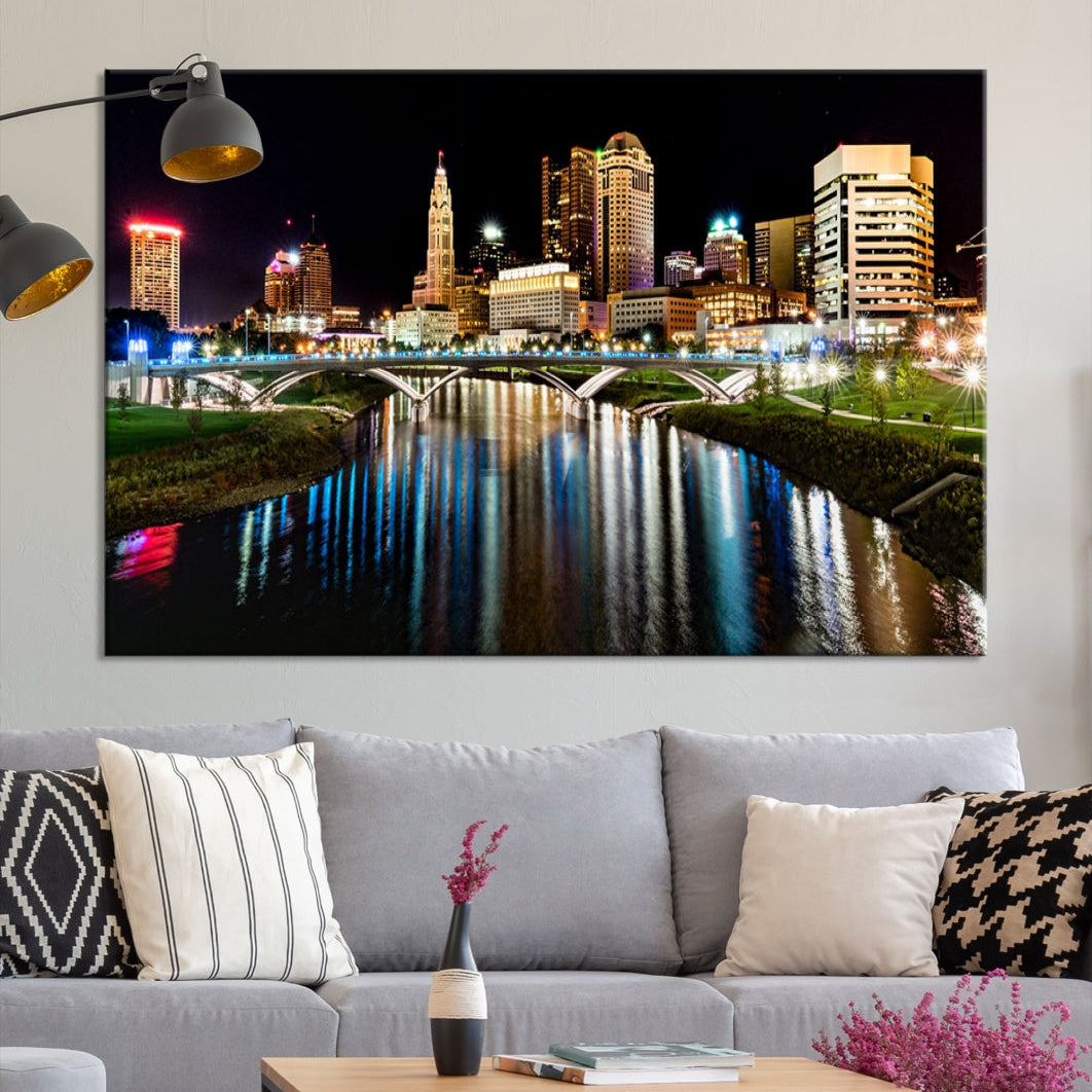 Downtown Columbus City Photography Wall Art Decor Skyline Canvas Print