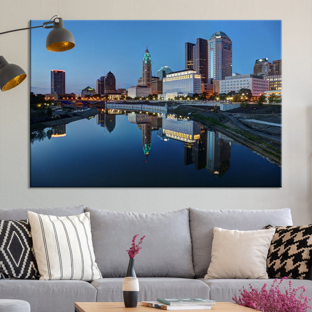 Columbus Downtown Photo Print Extra Large Skyline Wall Art Canvas Wall Decor