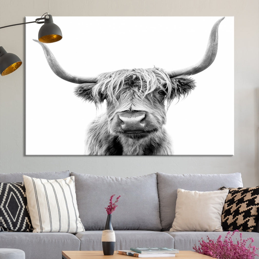 Bring the Charm of a Scottish Highland Cow to Your Farmhouse with Our Wall Art Canvas PrintA Rustic & Cozy Decor