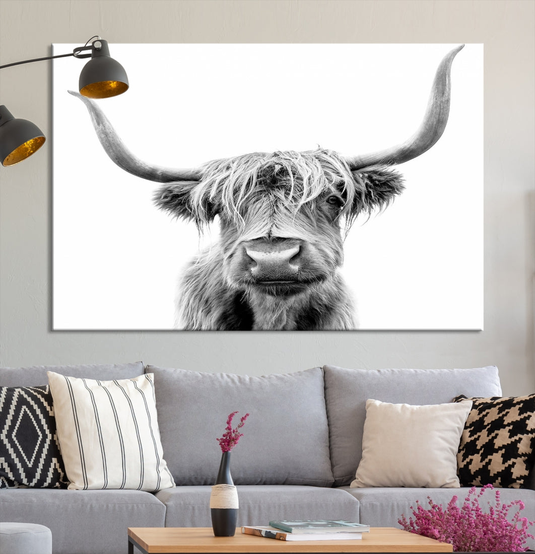 Bring the Charm of a Scottish Highland Cow to Your Farmhouse with Our Wall Art Canvas PrintA Rustic & Cozy Decor