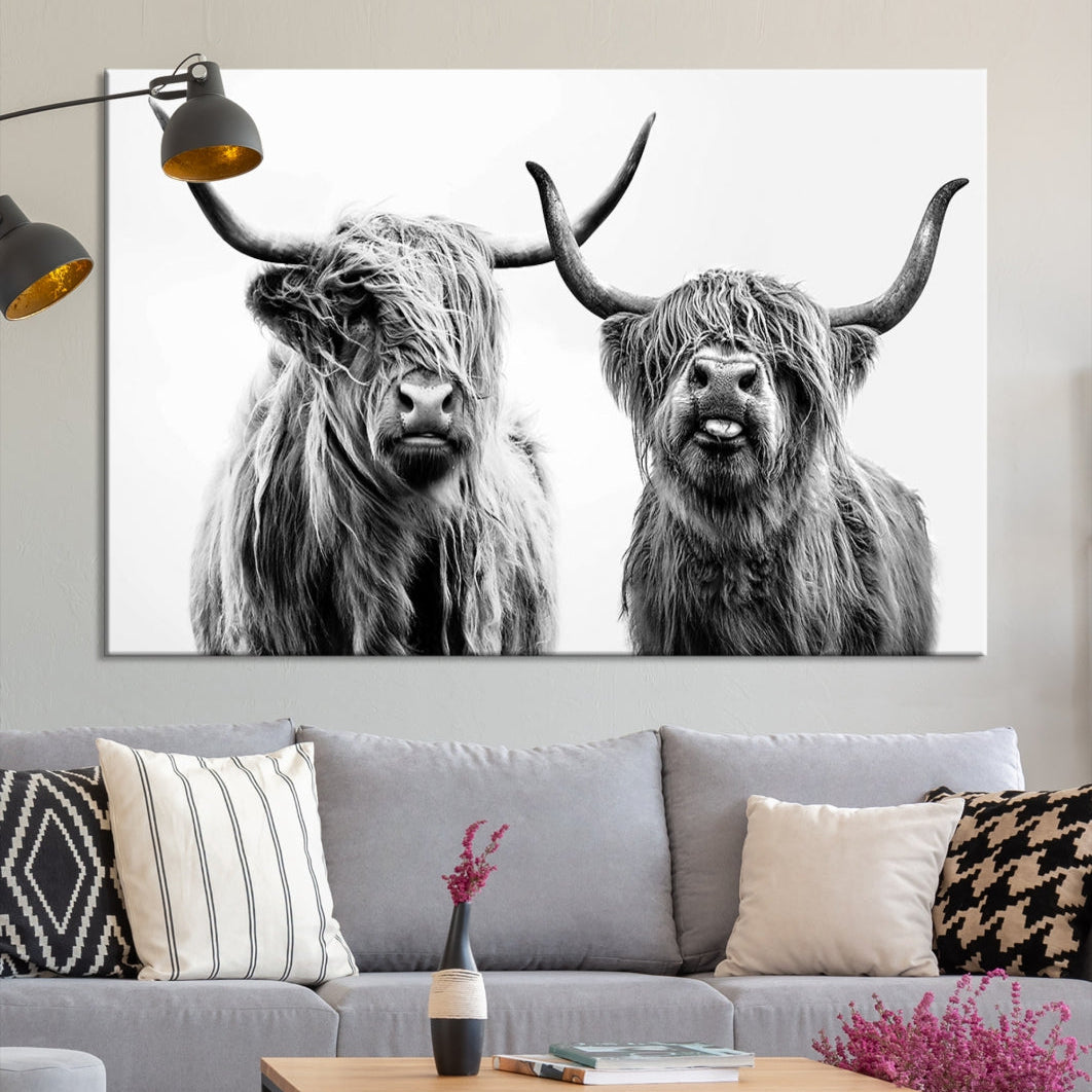 Bring the Charm of a Scottish Highland Cow to Your Farmhouse with Our Wall Art Canvas PrintA Rustic & Cozy Decor