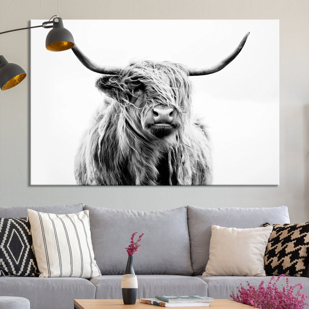 Bring the Charm of a Scottish Highland Cow to Your Farmhouse with Our Wall Art Canvas PrintA Rustic & Cozy Decor