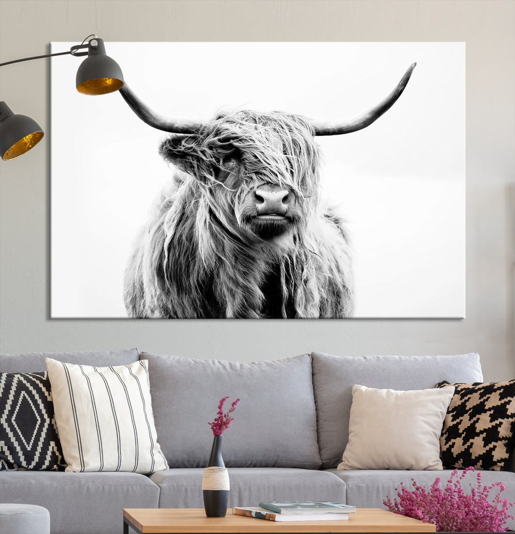 Bring the Charm of a Scottish Highland Cow to Your Farmhouse with Our Wall Art Canvas PrintA Rustic & Cozy Decor