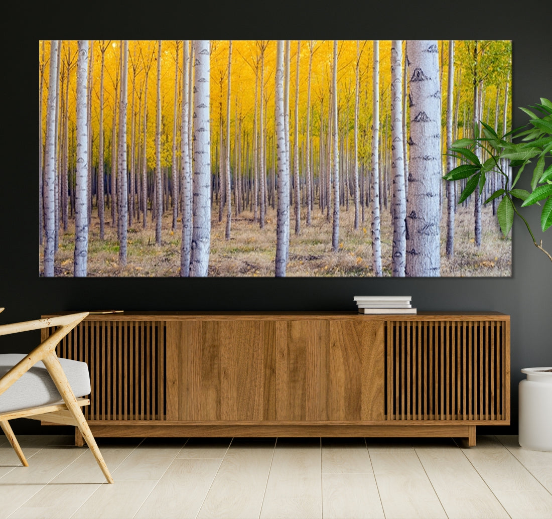 Yellow Forest Autumn Landscape Tree Wall Art Landscape Canvas Print