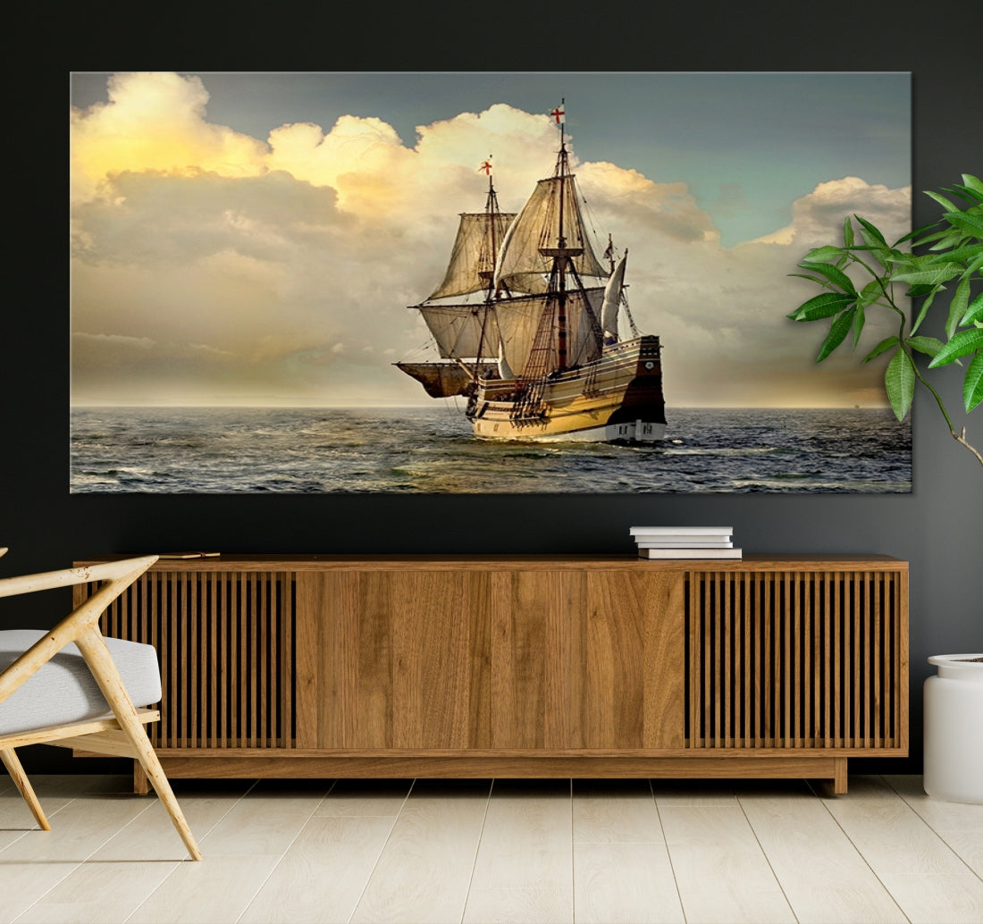 English War Ship Giclee Canvas Extra Large Wall Art Print