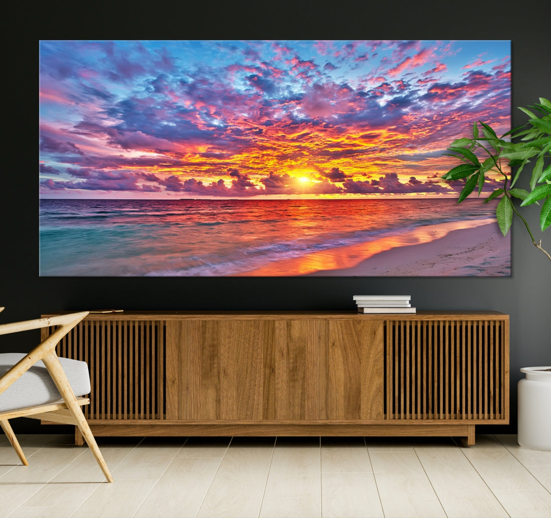 Amazing Ocean Sunset Beach Landscape Giclee Canvas Extra Large Wall Art Print