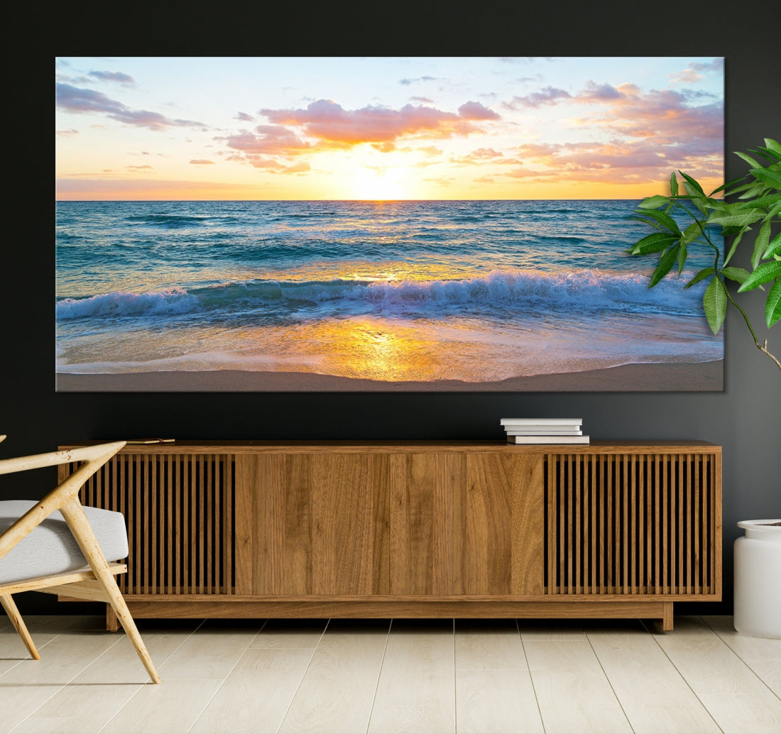 Ocean Beach Canvas Wall Art Beach Canvas, Coastal Artwork Print for Living Room Home Office Decor, Beach Wall Art, Sea