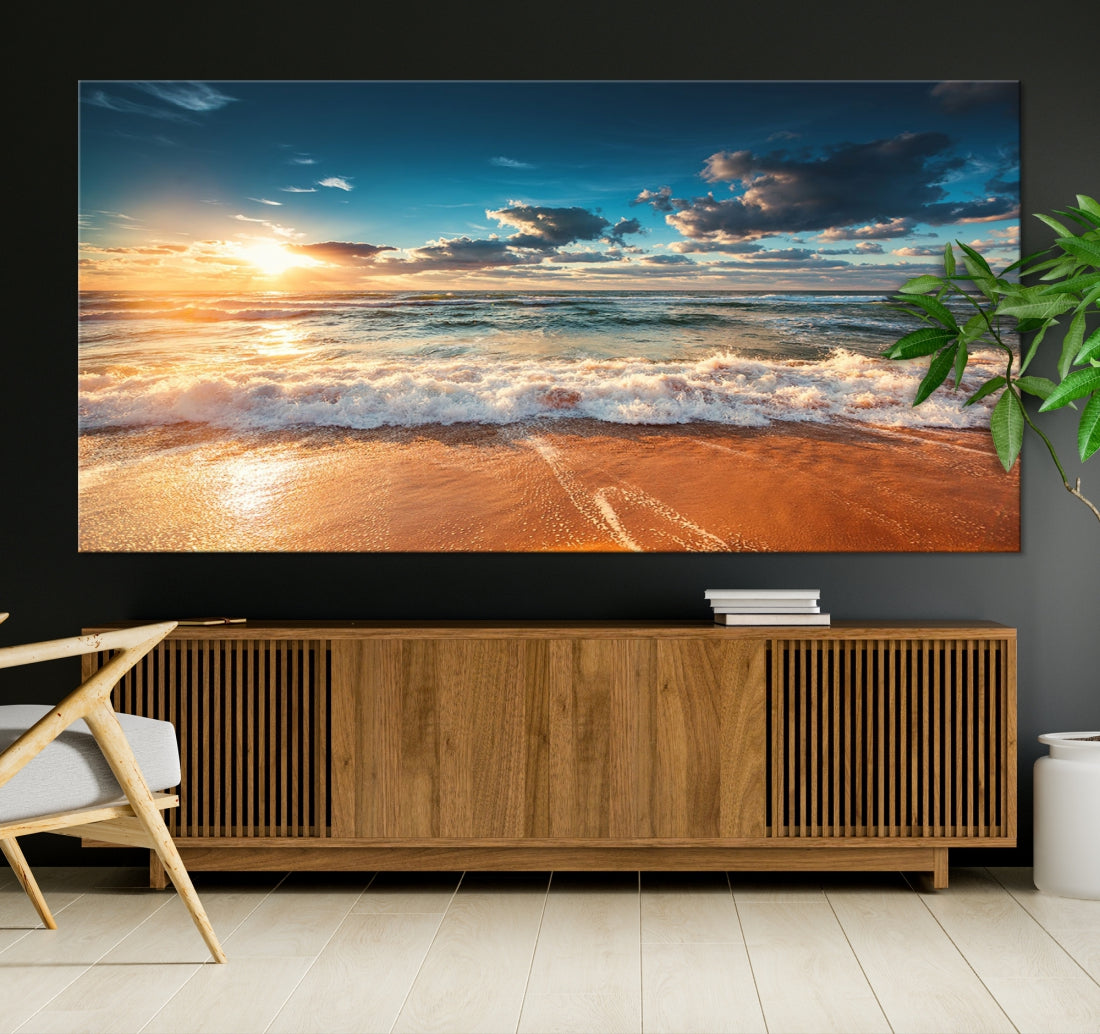 Ocean Beach Coastal Wall Art Canvas Print